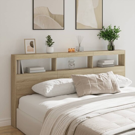  Hodegavl skap med LED sonoma eik 200x17x102 cm