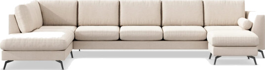 Ocean Lyx 6 seters Venstrevendt U formet Sofa med Divan og Sjeselong + Fotskammel i Stoff Beige Ocean Lyx 6 seters Venstrevendt U formet Sofa med Divan og Sjeselong + Fotskammel i Stoff Beige
