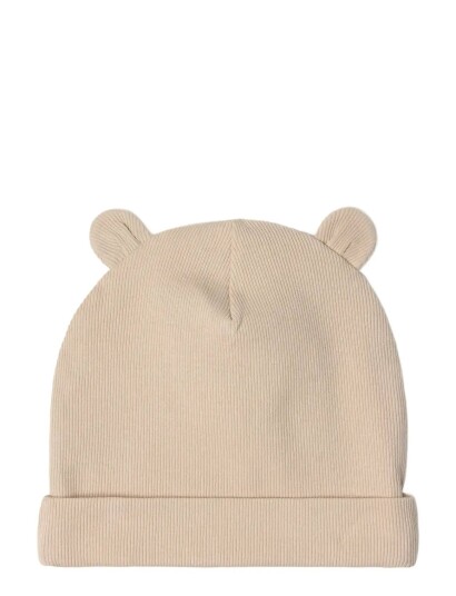 Lindex Cap W Ears Rib Newborn Beige 48 50