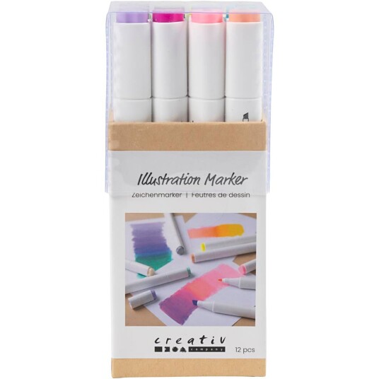 Creative Toys Creativ Illustrasjonspenner linje 1+8 mm pastellfarger 12 stk