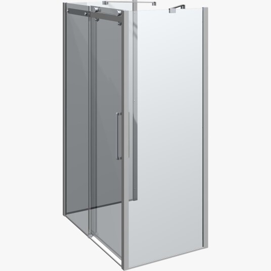 Dansani XXL Deluxe Skyvedør med 2 Sidepanel for Rettvegg - B120-160x80-100xh200cm Sateng / 140x80cm Klart Glass Dansani XXL Deluxe Skyvedør med 2 Sidepanel for Rettvegg - B120-160x80-100xh200cm Sateng / 140x80cm Klart Glass
