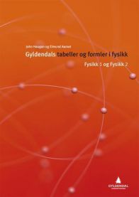 Gyldendals tabeller og formler i fysikk: fysikk 1 og fysikk 2, Pent brukt bok med markeringer