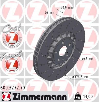 Bremseskive ZIMMERMANN 600.3272.70