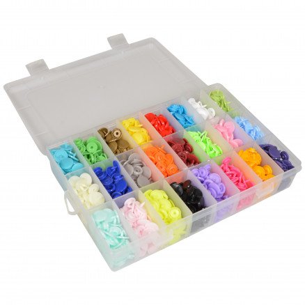 Infinity Hearts Trykknapper i Plastboks Deluxe Plast 24 Ass farger 12mm 360 stk