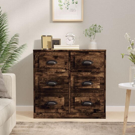  Skjenk røkt eik 70x35,5x67,5 cm konstruert tre