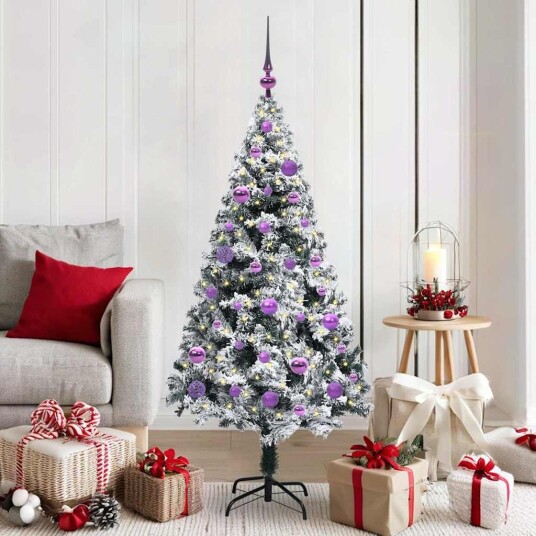 Kunstig juletre med 150 LED grønn 150 cm PVC og Stål og Plast