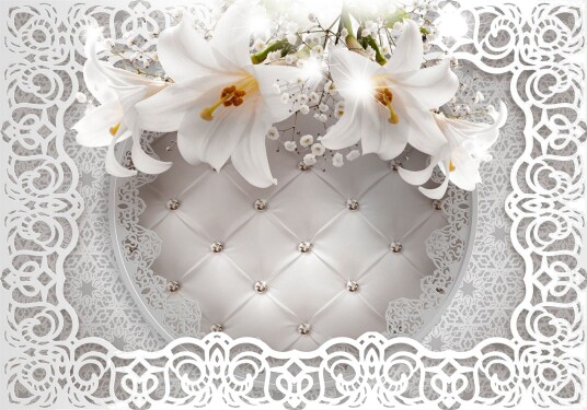 Fototapet Lilies And Quilted Background 100x70 - Finnes i flere størrelser