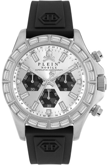 Philipp Plein Herreklokke PWVAA0123 Street Couture Sølvfarget/Gummi Philipp Plein Herreklokke PWVAA0123 Street Couture Sølvfarget/Gummi
