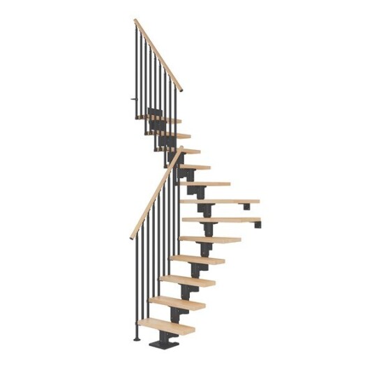 Dolle Dublin Bøk L trapp Antracit Classic III Gelender 14T 71cm