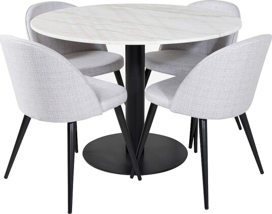 Venture Home Spisegruppe Estri med 4 Valleta spisestoler Hvit