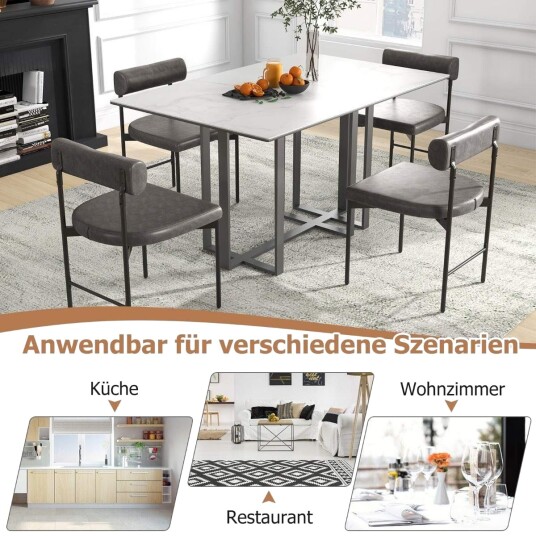 Spisestoler sett med 2 – grått PVC skinn ergonomisk design