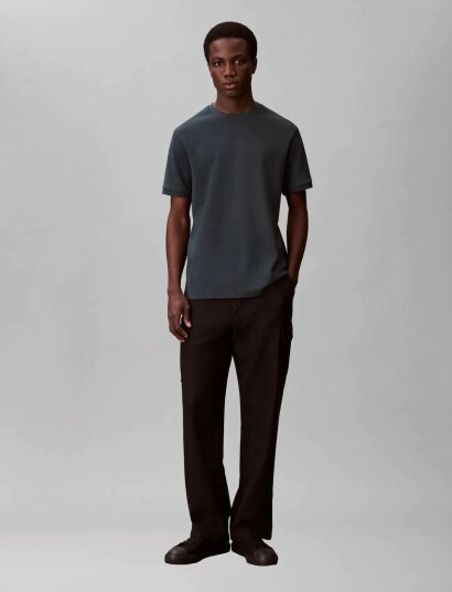 Calvin Klein Ss Tonal Stripe Crewnk Tee Navy L