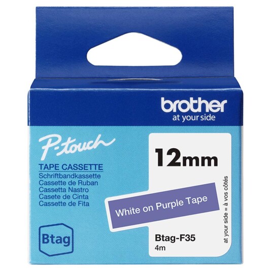 Brother Tape Btag-f35 12mm Hvit/lilla