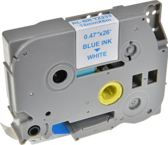 TB TZE-233 P-Touch Tape Blå på Hvit 12mm (8m) erstatter Brother TZE-233
