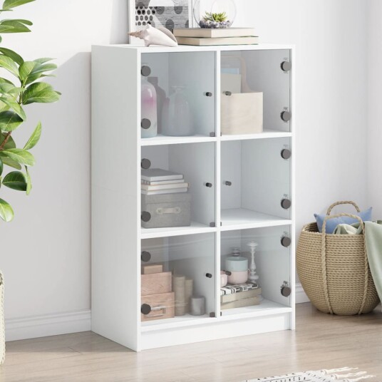 Highboard med dører hvit 68x37x109 cm konstruert tre
