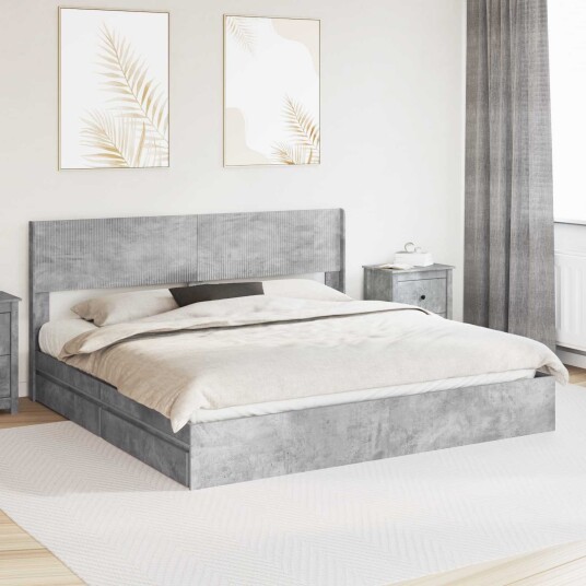 Sengramme med oppbevaring og hodegavl 3 pcs Konstruert tre Sengramme med oppbevaring og hodegavl 3 pcs Konstruert tre