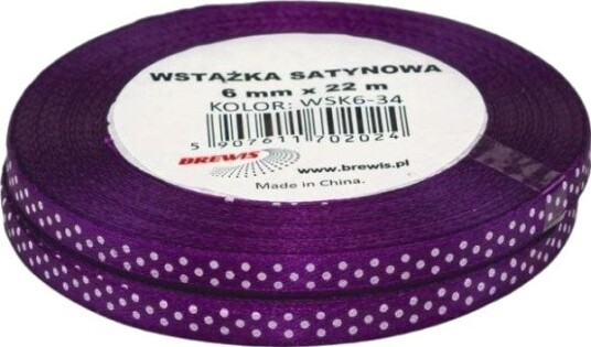 Brewis Prikket Satengbånd Lilla 6 Mm × 22 M 2 Stk