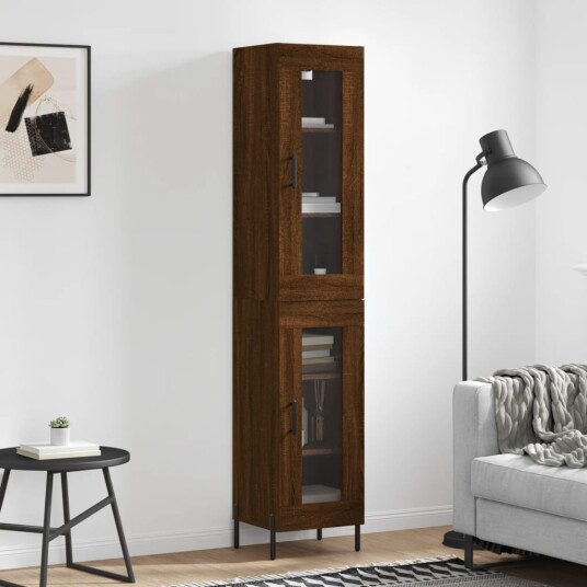 vidaXL Highboard brun eik 34,5x34x180 cm konstruert tre 8720845488628