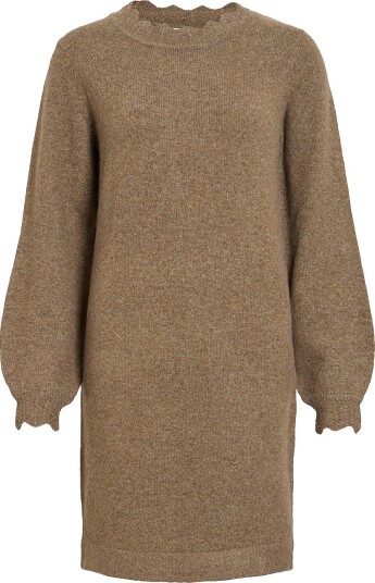 Vila Kjole viNikolina O neck L/S Knit Dress Grå