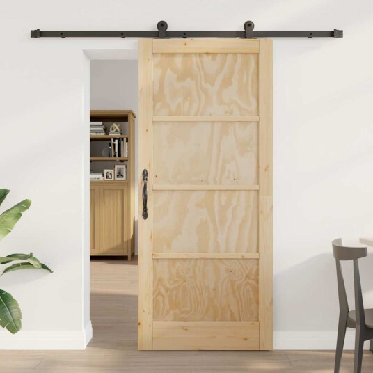 vidaXL glidende dør med utstyr sett 86x198,5 cm massiv tre furutre