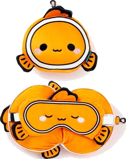 Relaxeazzz Plush Adoramals Reisepute & Øyemaske, Finley The Clown Fish