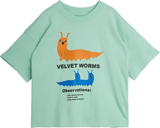 Mini Rodini Velvet Worm Sp Ss Tee Green 80/86