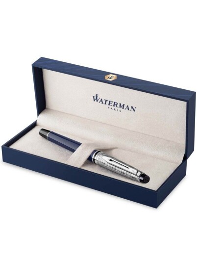 Waterman Expert Fountain Pen | Metal & Blue Lacquer | Chiselled Cap | Stainless Steel Fine Nib | Blue Ink | Gift Box Waterman Expert Fountain Pen | Metal & Blue Lacquer | Chiselled Cap | Stainless Steel Fine Nib | Blue Ink | Gift Box