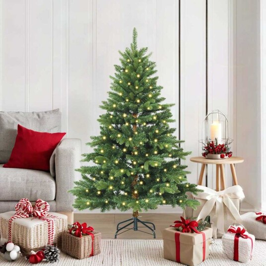  Kunstig juletre med 150 LED med stativ grønn 150 cm PE og PVC