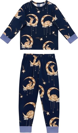 Chelsea Peers Kids Lunar Bunny Print Long Pyjama Set   NAVY   5 6