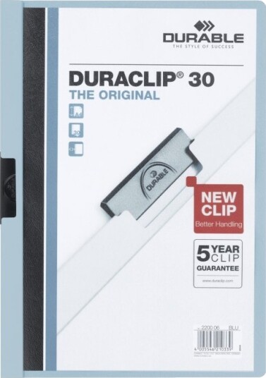 Durable Duraclip 30 Klipsfil For A4 210 X 297 Mm Kapasitet: 30 Ark Blå Med Transparent Frontdeksel Durable Duraclip 30 Klipsfil For A4 210 X 297 Mm Kapasitet: 30 Ark Blå Med Transparent Frontdeksel