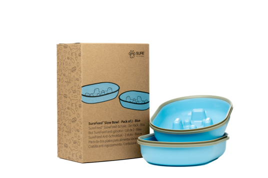 Slow Bowl Blå 2 Pack Katt Matplassen Surefeed