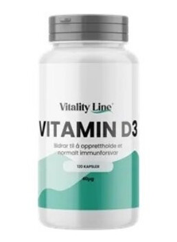 Vitality Line vitamin D3 40µg 120 kapsler Vitality Line vitamin D3 40µg 120 kapsler