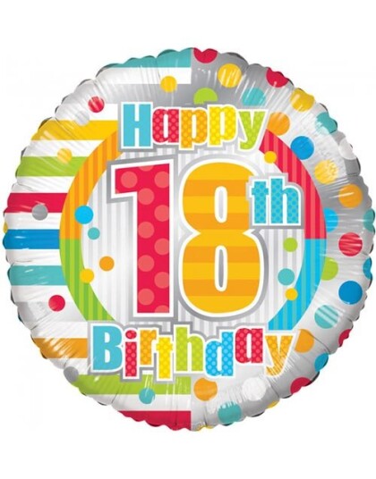 Happy 18th Birthday Folieballong 46 cm