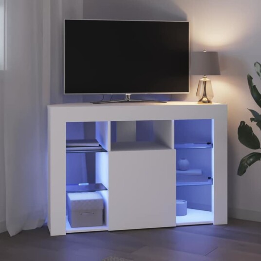 Hjørne LED TV skap Veggmontert Hvit 100x40x68cm Konstruert tre