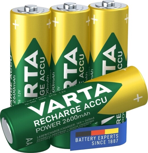 Varta 2600mAh AA Oppladbare Batterier (4-pakk) med NiMH Teknologi