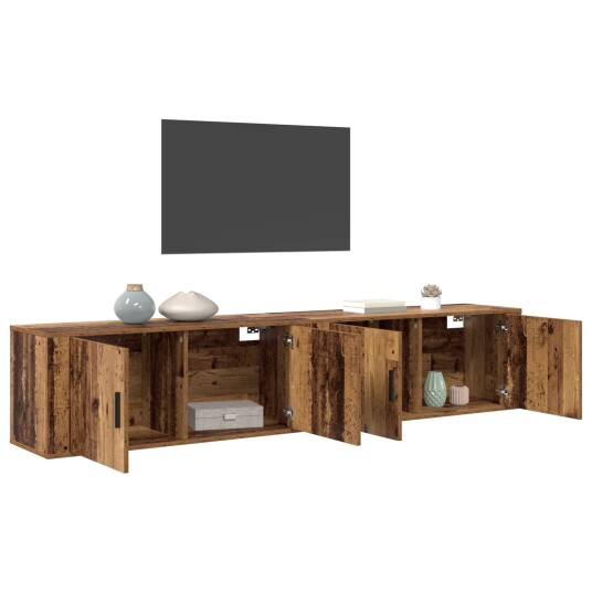 Veggmontert TV hylle sett 2 pcs Gamle tre 100 x 34,5 x 40 cm Veggmontert TV hylle sett 2 pcs Gamle tre 100 x 34,5 x 40 cm