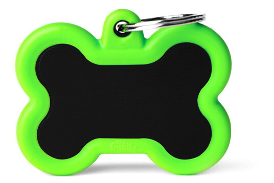 Myfamily Hushtag Collection Id Tag-Aluminium Med Plast Kant Grønn/Sort