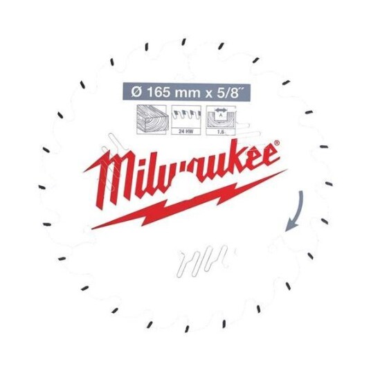 Milwaukee 165 mm Sirkelsagblad for Tre 24 Tenner - Sagblader til Elektroverktøy