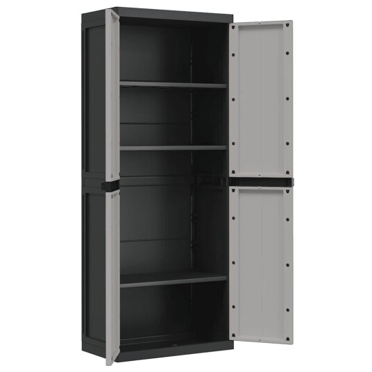 Oppbevaringsskap for hage grå og svart 65x37x165 cm PP 8720845889036