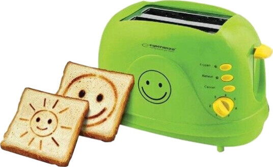 Esperanza SMILEY Brødrister 750W med Oppvarmings- og Opptiningsfunksjon Blå/Grønn