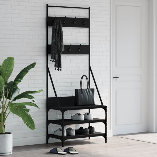 Klesstativ med skooppbevaring svart 70x40x184 cm 8721012196247