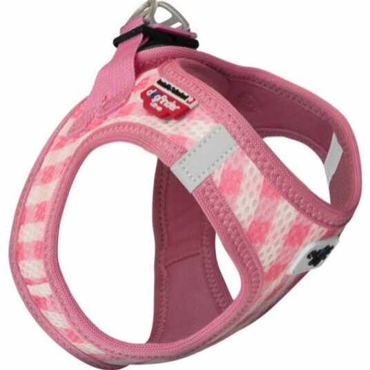 Curli Air-Mesh Sele med Kobbel, rosa striper