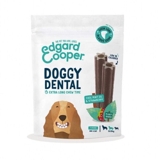 Edgard & Cooper Doggy Dental Tyggepinner Jordbær & Mynte 7-pk for Mellomstore Hunder Edgard & Cooper Doggy Dental Tyggepinner Jordbær & Mynte 7-pk for Mellomstore Hunder
