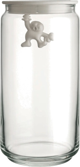 Alessi Glass Kitchen Jar With Hermetic Thermoplastic Lid White   White   ONE SIZE