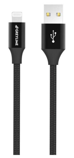 GreyLime Braided USB-A til MFi Lightning Kabel Sort 2 m