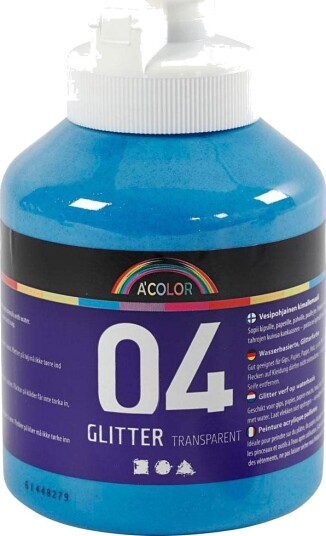 A Color Glitter Akrylmaling 500ml Blå