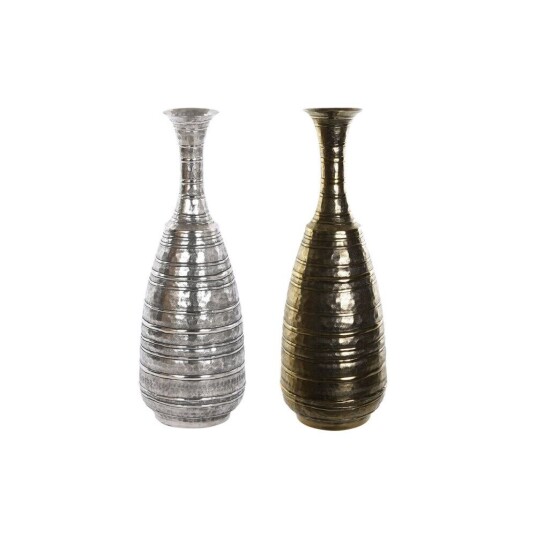 Dkd Home Decor Vase Dkd Home Decor 24 X 24 X 67 Cm Aldret Overflate Sølv Gyllen Aluminium Moderne (2 Enheter)
