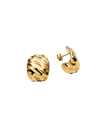 PANDORA Rippled 14K Gold Plated Hoop Earrings And Silicone Guld One Size PANDORA Rippled 14K Gold Plated Hoop Earrings And Silicone Guld One Size