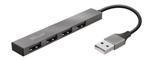 Trust Halyx Aluminium 4-Port Mini USB Hub USB-hub - 4 porter - Svart