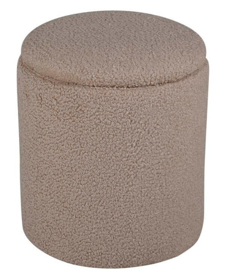 Venture Home Limpen puff, fotskammel med oppbevaring Ø32cm teddystoff beige. 1666891-03-0 1666894-04-0